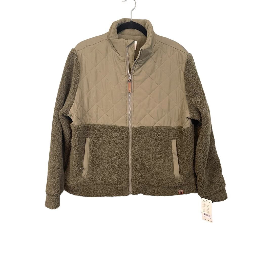 Liv Outdoor Dahlia Sherpa Jacket Large Burnt Olive Quilted Fleece Warm Cozy NWT
